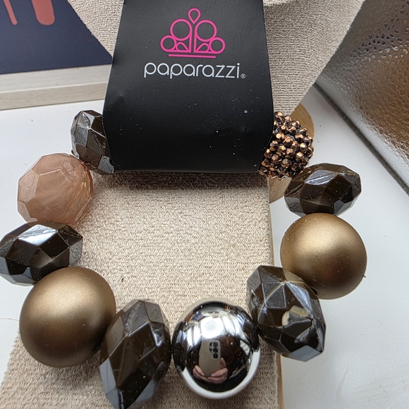 paparazzi Jewelry - Paparazzi Bronze and Silver Statement Bracelet (1222)